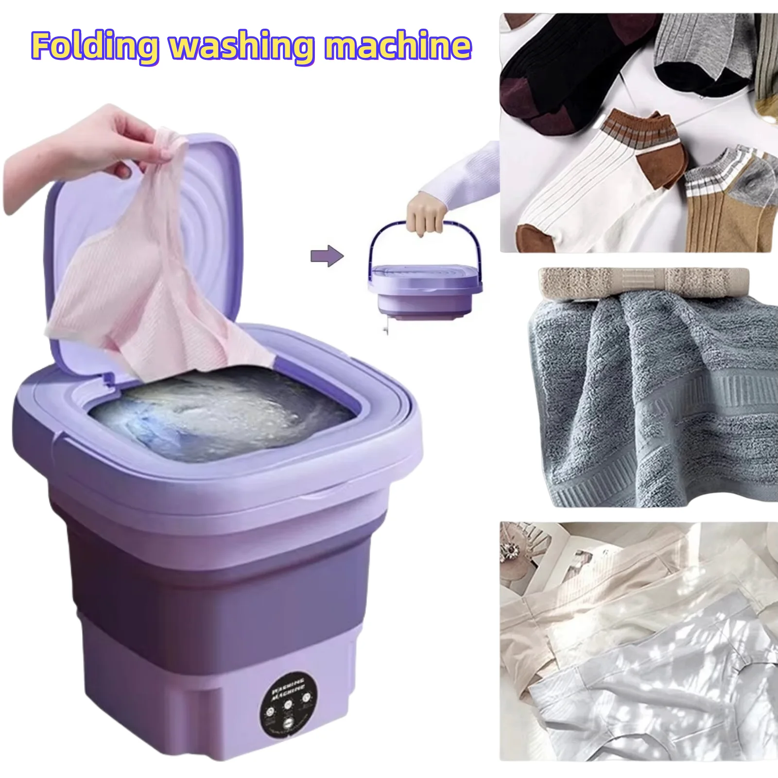 8L petite Machine à laver pliante Machine à laver Portable Modes automatiques vêtements à linge seau à linge Machine à laver