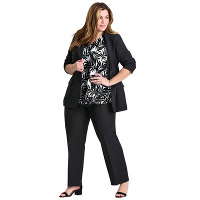 Plus Size Women's Sleeveless Double Layer Swing Tank by Avenue in Black Fern (Size 22/24)