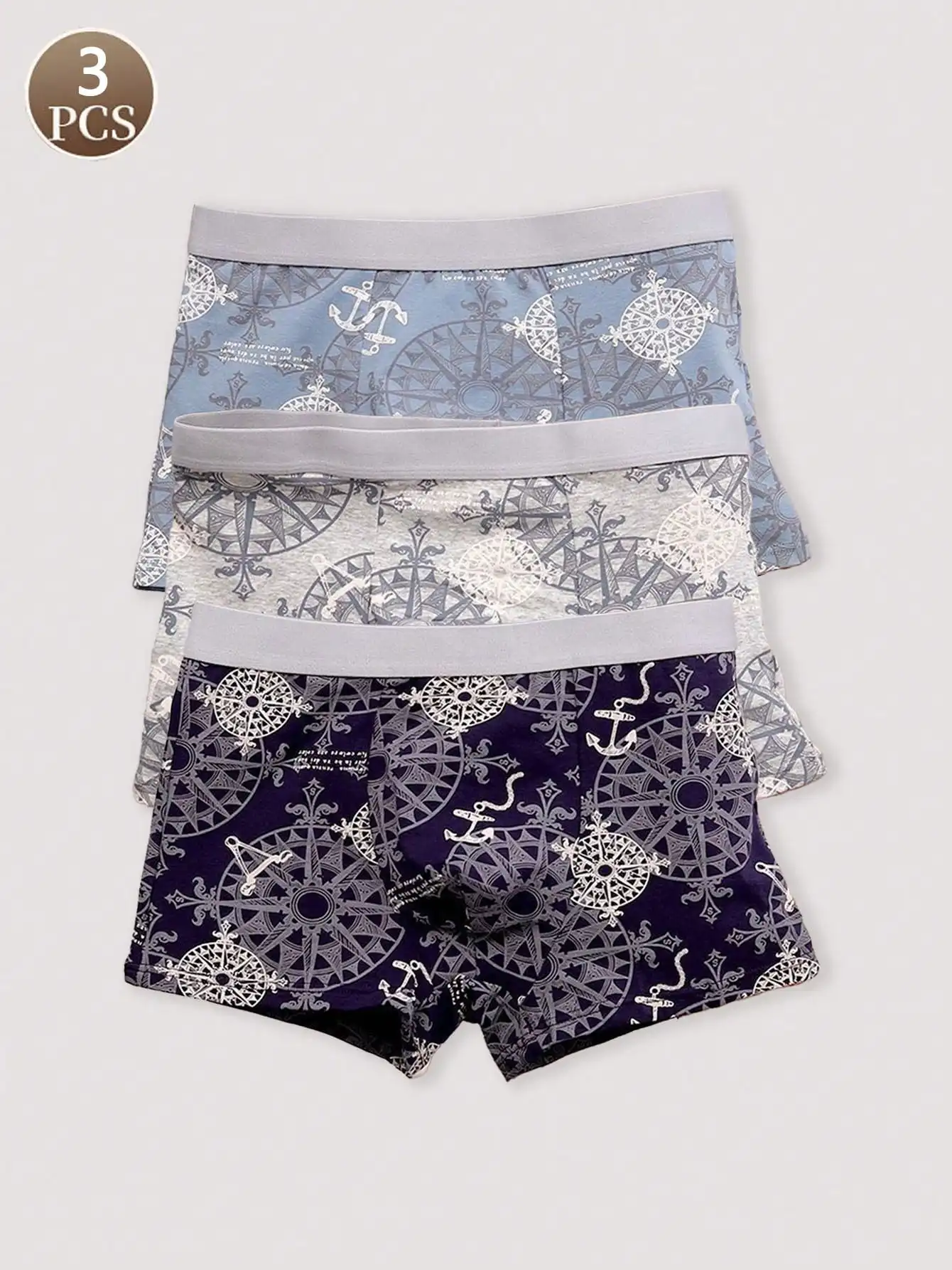 3PCS Modische Baumwolle bedruckte einfache Herrenhöschen Lockere und bequeme Unterwäsche für Männer Atmungsaktive Herrenunterhosen Image