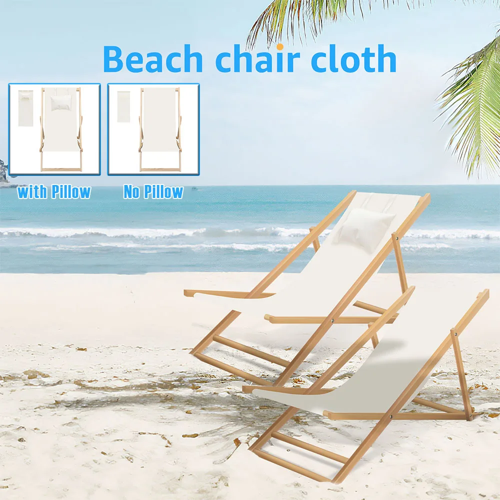 Sling Chair Ersatzstoff, faltbarer Strandstuhl, Ersatz-Leinwand mit Kissen, langlebig, verschleißfest, Stoff für Lounge-Stühle Image