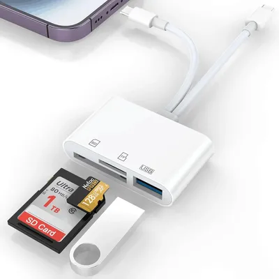 5-in-1 SD-Kartenleser Lightning/Typ C auf USB 3.0/SD/TF-Kartenadapter, Speicherkartenleser für Image