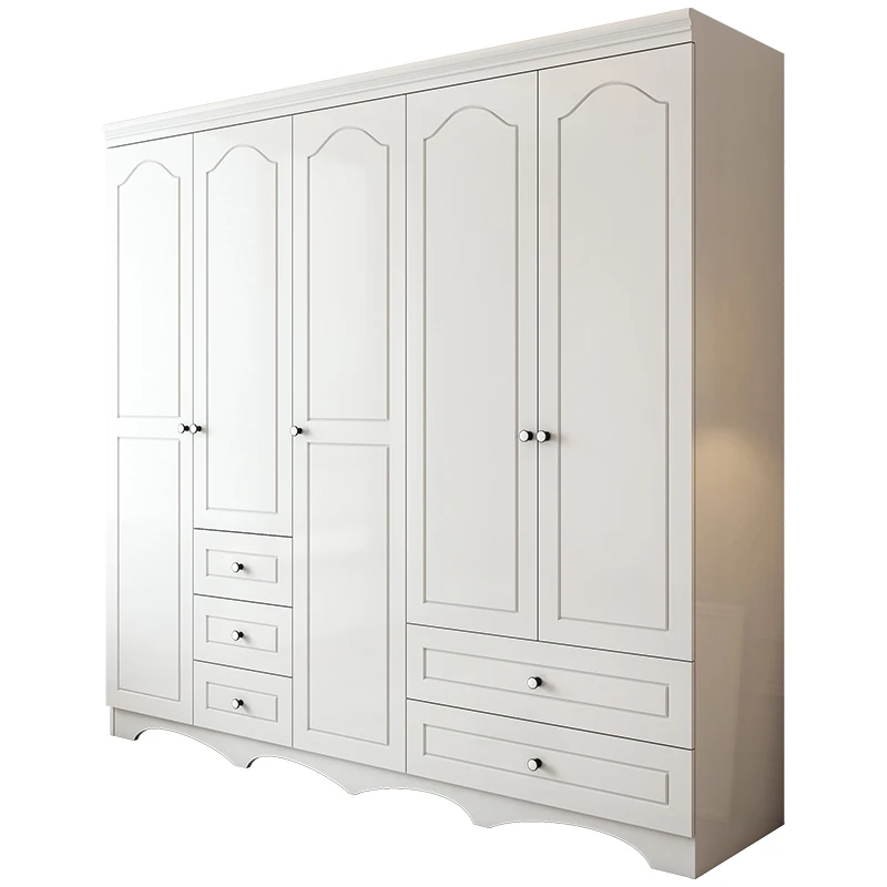 Kleiderschrank, Zuhause, Schlafzimmer, europäisch, cremeweiß, Holz, Mädchenschrank, dreitüriger Kleiderschrank, kleine Wohnung, Prinzessinnen-Kleiderschrank