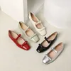Neue Doppel Bowknot Mary Jane Schuh Frauen Karree Glänzend Leder Wohnungen Weibliche Rot Dance Ballette Party Hochzeit Schuh Größe 44