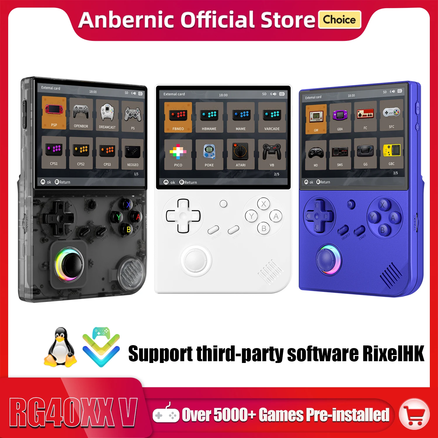 ANBERNIC RG 40XXV 64-Bit-Linux-Retro-Handheld-Spielekonsole 4,0-Zoll-IPS-Bildschirm unterstützt 5G WiFi Bluetooth HD-Out RG40XXV mit APP Image