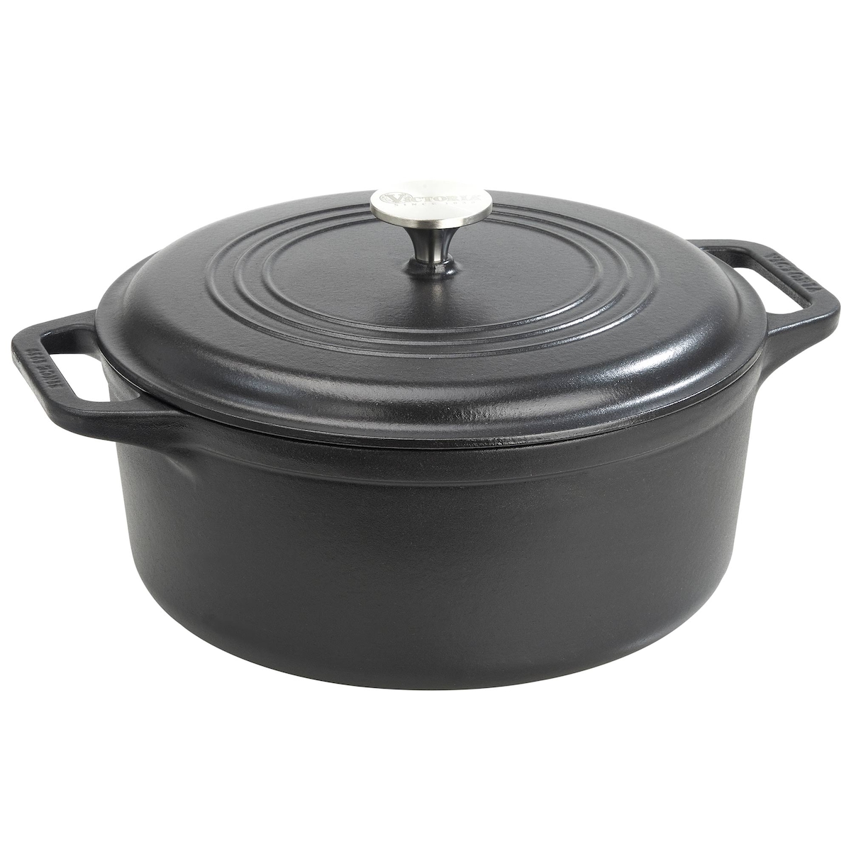 Victoria Dutch Oven Induktion Gusseisen Emailliert 27cm Topf Brot Backen 5,7L, PTFE Frei, VIC-36355, Schwarz Image