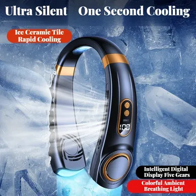 2025 New Portable Halterneck Fan USB Handheld Silent Multi-function Bladeless Mini Electric Fan Cross-border