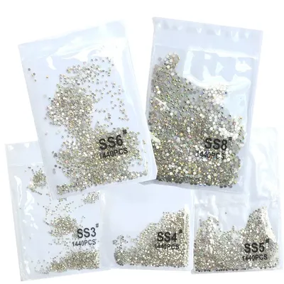 Top Gillter SS3-SS8 1440pcs Crystal AB gold 3D Non Hotfix FlatBack Strass Sewing &Fabric Garment