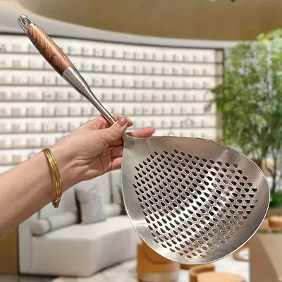 1 piece of stainless steel large strainer skimmer, kitchen filter for frying and hot pot, drainage