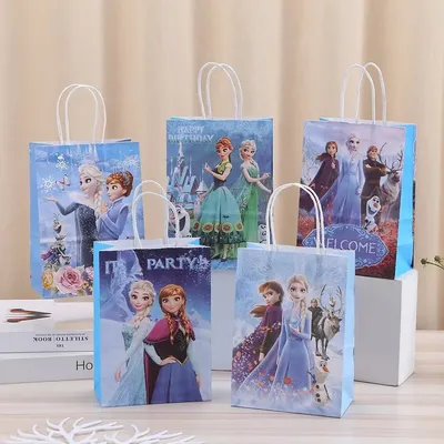 5/40Pcs Disney Frozen Princess Girls Birthday Party Decoration Candy Gift Bag Paper Cartoon Aisha Anna Candy Gift Bag Supplies