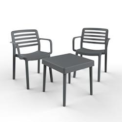 Resol garbar ALBA-WIND Sessel-Tisch Indoor, Outdoor Set 2+1 Dunkelgrau