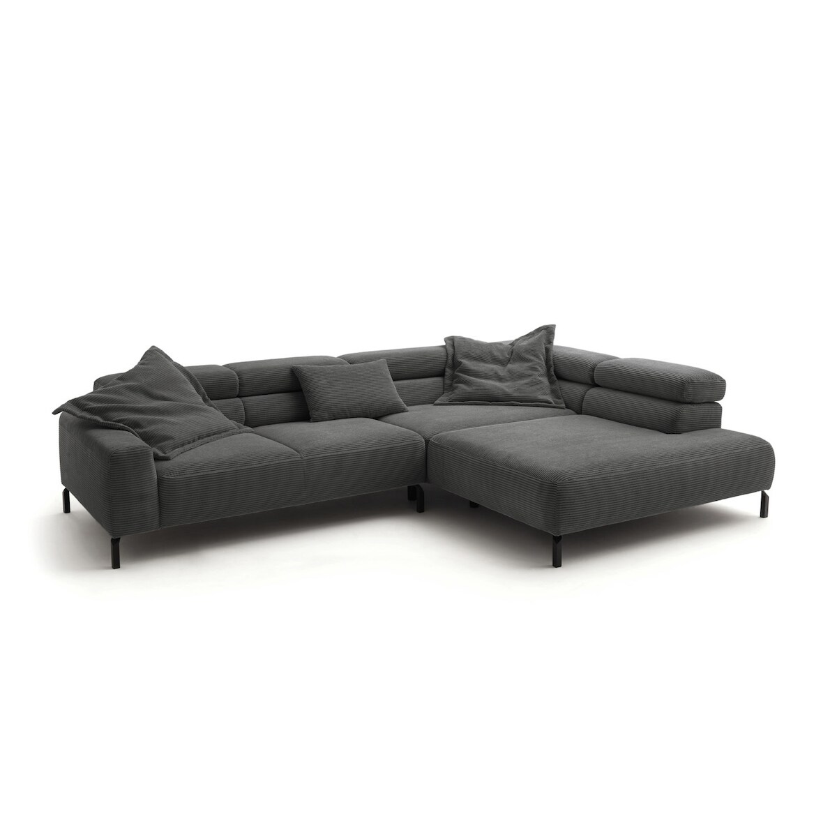 KAWOLA Sofa DELIA Ecksofa Cord grau Recamiere rechts Image
