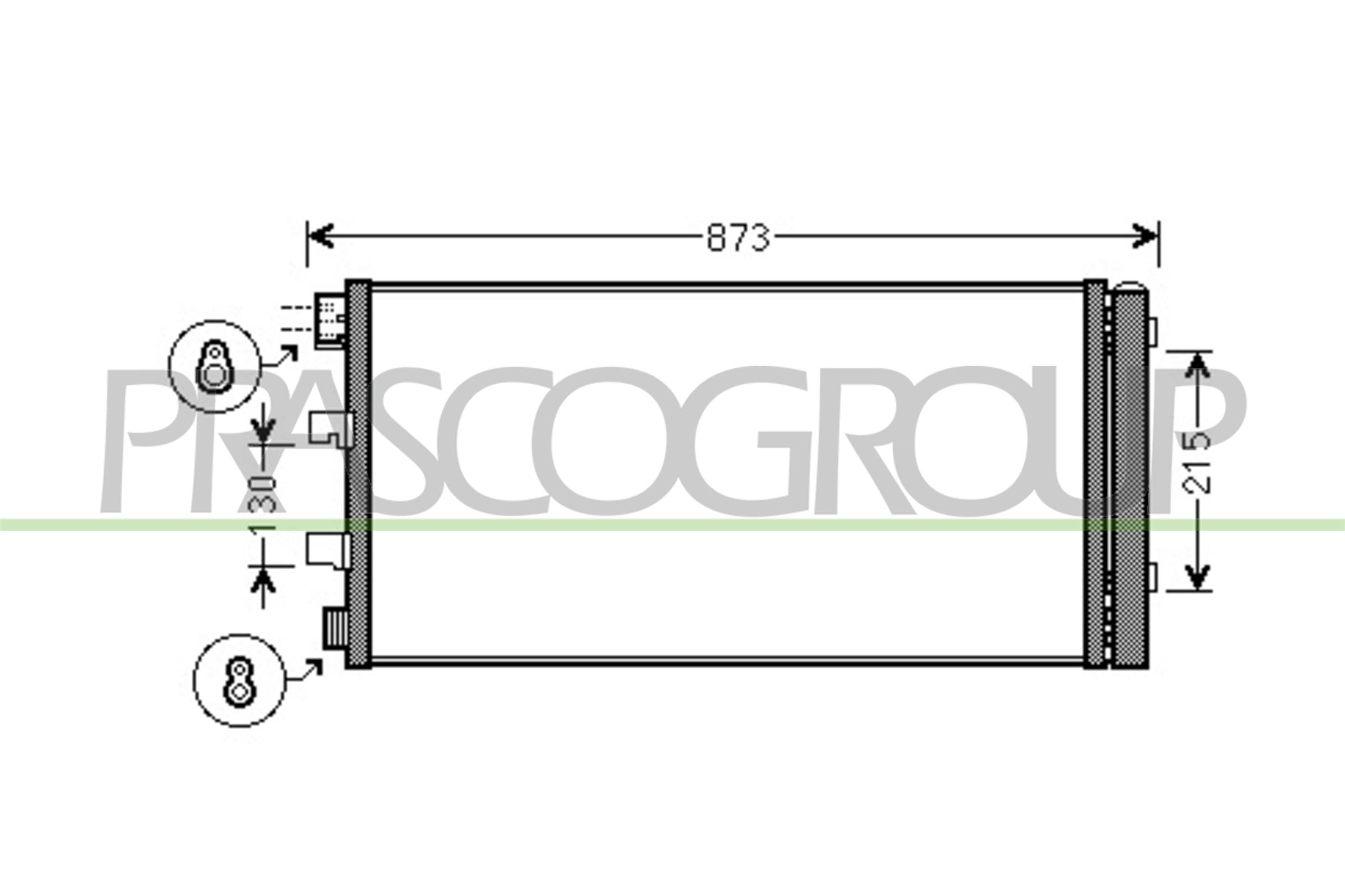 PRASCO Kondensator, Klimaanlage OP954C003 für RENAULT VAUXHALL NISSAN OPEL 2765000Q2L 2765000Q1A 4419449 Image