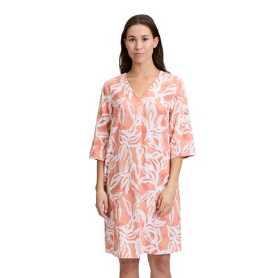 Sommerkleid CARTOON "Cartoon Sommerkleid mit Muster", Damen, Gr. 40, Normalgrößen, cream, apricot, Obermaterial: 55% Leinen, 45% Viskose., modisch, lässig geschnitten kurz, U-Boot-Ausschnitt, Kleider, Material Image