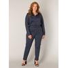 Stoffhose BASE LEVEL CURVY "Liana", Damen, Gr. 54/56, Länge 32, blau (dunkelblau), Web, Obermaterial: 75% Polyamid, 25% Elasthan, unifarben, casual, lang, Hosen, Sommerhose mit Stretch und Kordelzug, im Jeggings-Style