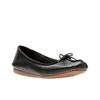 Ballerina CLARKS "Freckle Ice", Damen, Gr. 36, schwarz (schwarz leather), Leder, casual, Schuhe, Slipper, Flats, Flats, Slipper mit Schleifchen