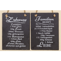 Schild Hängeschild Wandschild Schiefer Rezept Familie oder Zuhause Stückpreis Image