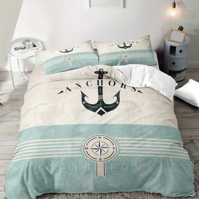 TEMU 2/3pcs Bedding Anchor Print Quilt Cover, Suitable For Boys And Girls Bedroom, Machine Washable Image