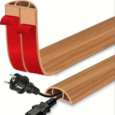 TEMU 1m Self-adhesive Pvc Floor Wire Protector, Cable Management Strip, Non-slip Wire Cover For Home And Office Use, No Battery Required Image