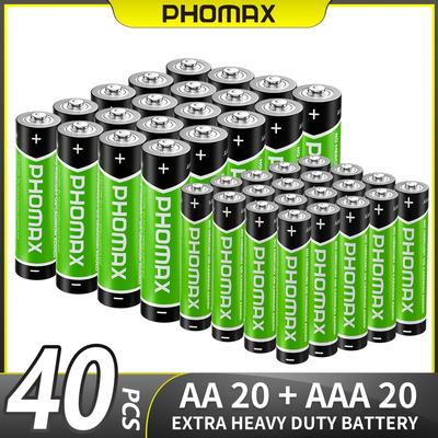 TEMU 20-pack Aa 1.5v Batteries & 20-pack Aaa 1.5v Batteries, High-capacity Carbon Battery Combo Set, Non-rechargeable, Long- For Devices Image