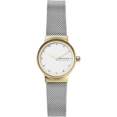 Quarzuhr SKAGEN "FREJA LILLE", silber (silberfarben, goldfarben, weiß), Armbanduhren, Damen, Armbanduhr, Damenuhr, analog, Edelstahlarmband, bicolor Image