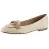 Ballerina TAMARIS, Damen, Gr. 37, beige (natur), Ziegenveloursleder, Bast, kontrastfarbene Details, modisch, Schuhe, Blockabsatz, Schlupfschuh, Businessschuh mit Tamaris-Schmuckelement