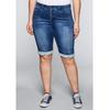 Jeansbermudas SHEEGO "Große Größen", Damen, Gr. 50, Normalgrößen, blau (blau denim), Obermaterial: 65% Baumwolle, 33% Polyester, 2% Elasthan, unifarben, casual, kurz, Jeans 5-Pocket-Jeans