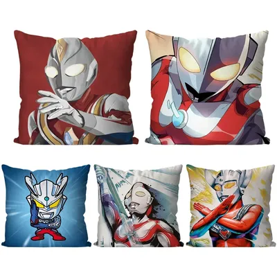 1pc U-Ultraman Animierte Held Kissen Fall Quadrat Kissen Schlafzimmer Sofa Freizeit Komfort Kissen Image