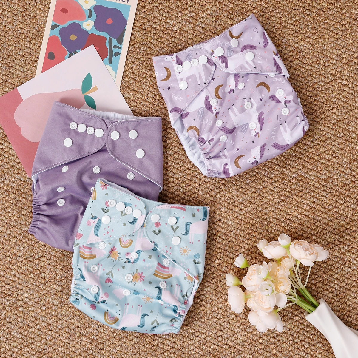 3-teiliges Windelset in einstellbarer Größe, wasserdicht, atmungsaktiv, für Komfort und Schutz Image