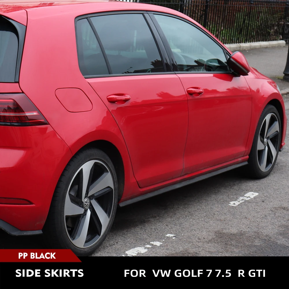 Für Volkswagen VW GOLF 7 7,5 R R Linie GTI Fließheck 2014-2018 4PCS Schwarz PP Seite Tür Verlängerung lip Schutz Auto Seite Röcke Schürzen Image