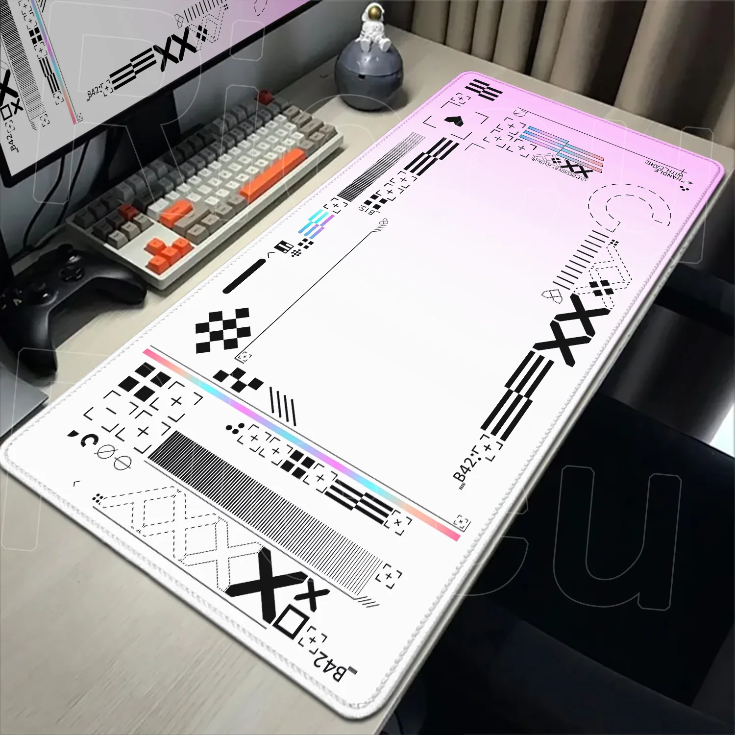 Cartoon-Mauspad, rosa, CSGO-Druck, Stream Gamer Mousepad, 400 x 900 mm, rutschfeste Tastatur-Mausmatten, Gummi-Schreibtischunterlage, Gaming-Zubehör Image