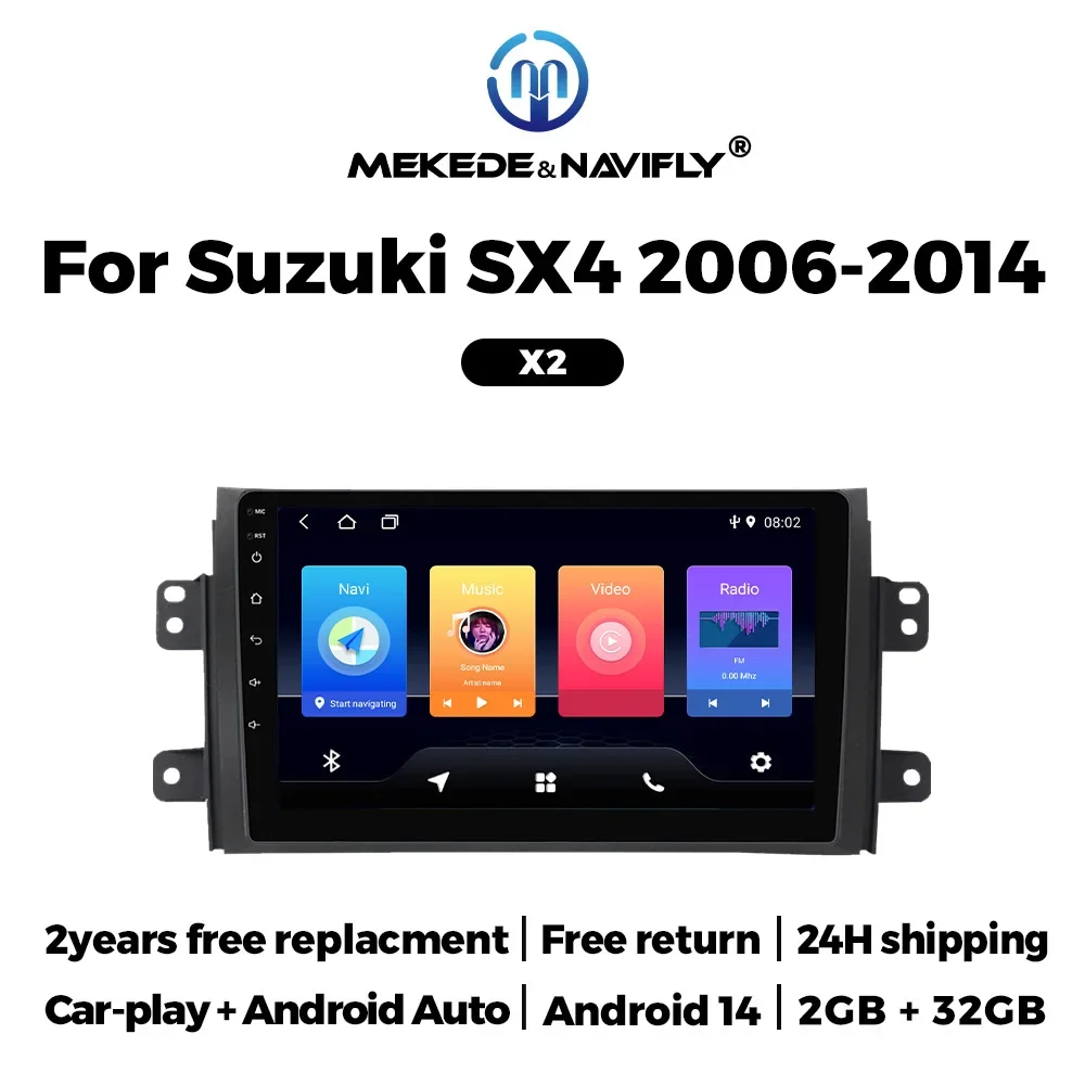 Android 14 Autoradio für Suzuki SX4 2006–2013 Fiat Sedici 2005–2014 Carplay Audio GPS Navigation Multimedia Player 2 Din Stereo Image