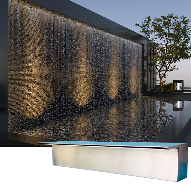 Großhandel Edelstahl Wasserfall Klinge Kaskade Teich Wand Wasserfall Brunnen Outdoor Garten Schwimmbad Wasserfall Image
