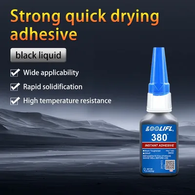 LOOLIFL 380 20ml Universal Diy Super Black Glue Mighty Instant Adhesive for Metal Ceramic Toys Glass