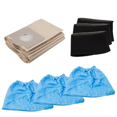 1 Set Dust Bags Blue Cloth Cover Foam Filter For Einhell Wet And Dry Vacuum Cleaner TC-VC 1820 TC-VC