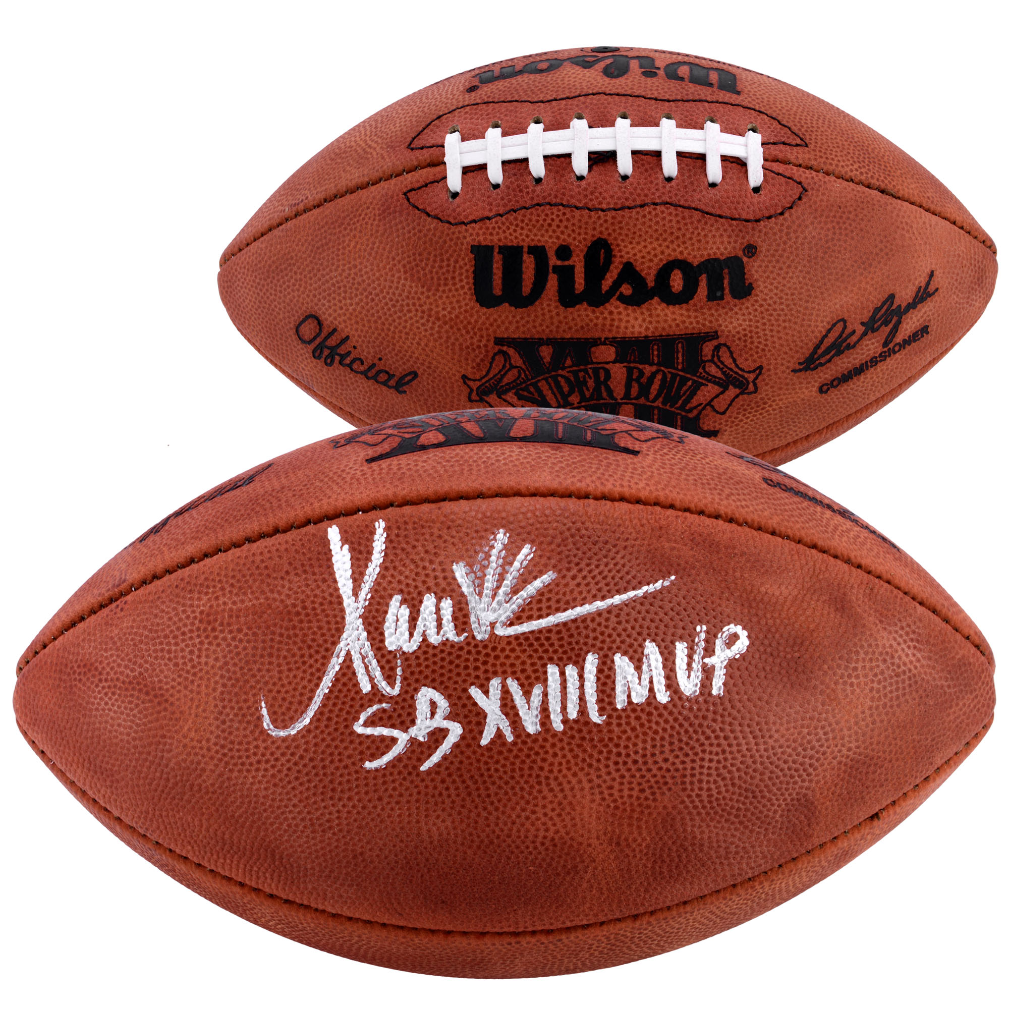 Signierter Super Bowl XVIII-Football der Los Angeles Raiders von Marcus Allen mit der Aufschrift „SB XVIII MVP“ Image