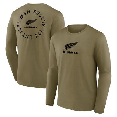 All Blacks – Langärmliges T-Shirt mit Loop-Logo auf Vorder- und Rückseite und Grafik – Khaki Image