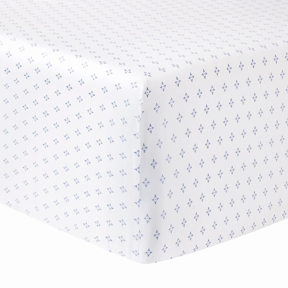 Drap housse percale bleu clair 90x200 cm