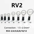 (20 pièces) 1.5-2.5mm2 Terminal de sertissage d'insertion de fil RV2 Terminal à anneau isolé boulon de cosse de câble tubulaire en laiton. # 4/ # 6/ # 8 etc.