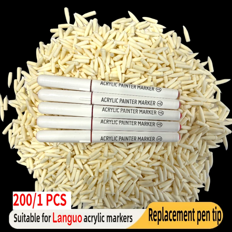 LANGUO – pointes de remplacement pour peinture acrylique, marqueurs GuangNa, noyaux de brosse, peinture Rock, bricolage, fournitures scolaires d'art, 200/1 pièces