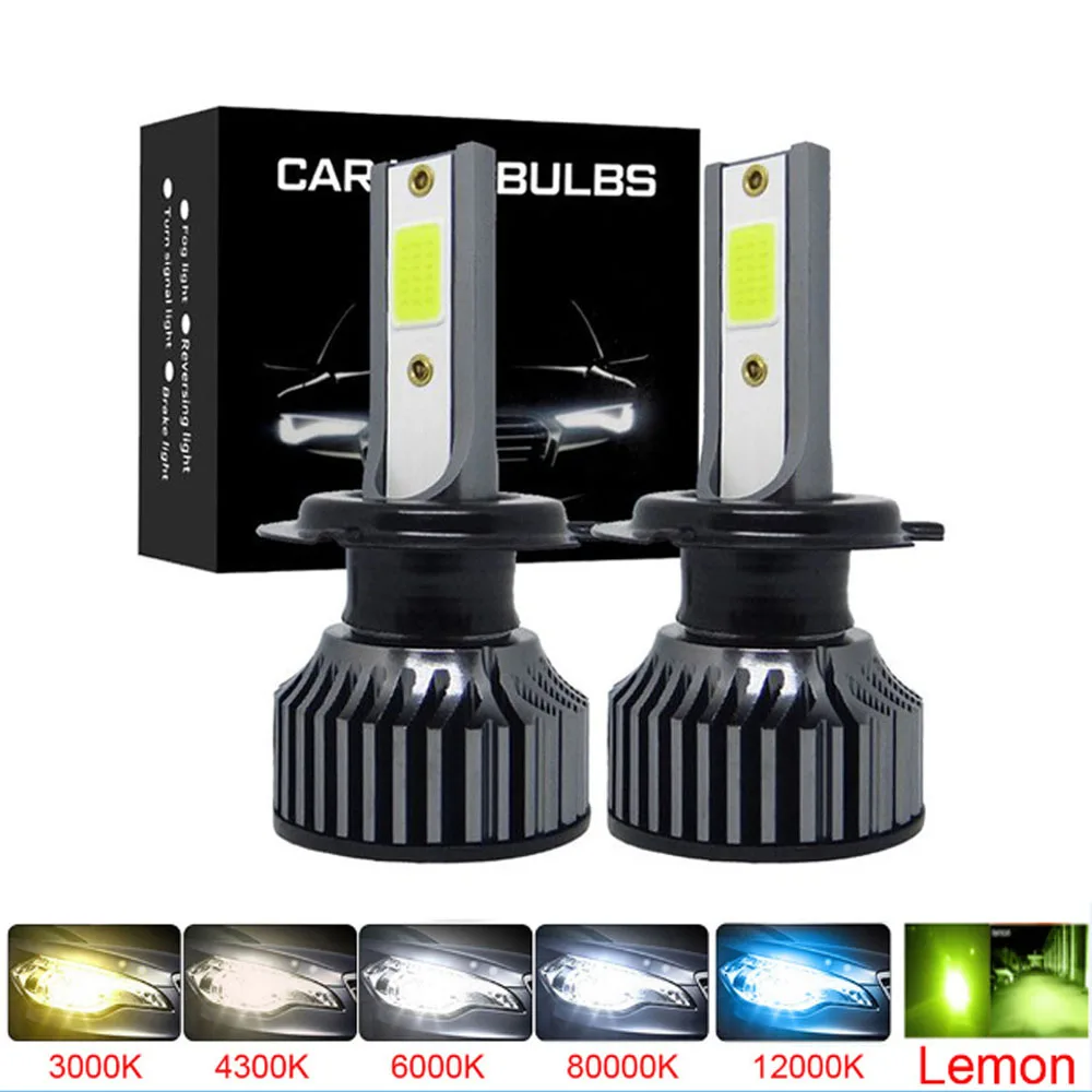 2 pezzi LED faro per auto H4 H7 H1 LED H11 H8 H9 H27 881 blu 6000K verde limone fendinebbia automatico H3 9005 HB3 9006 12V lampadina a LED