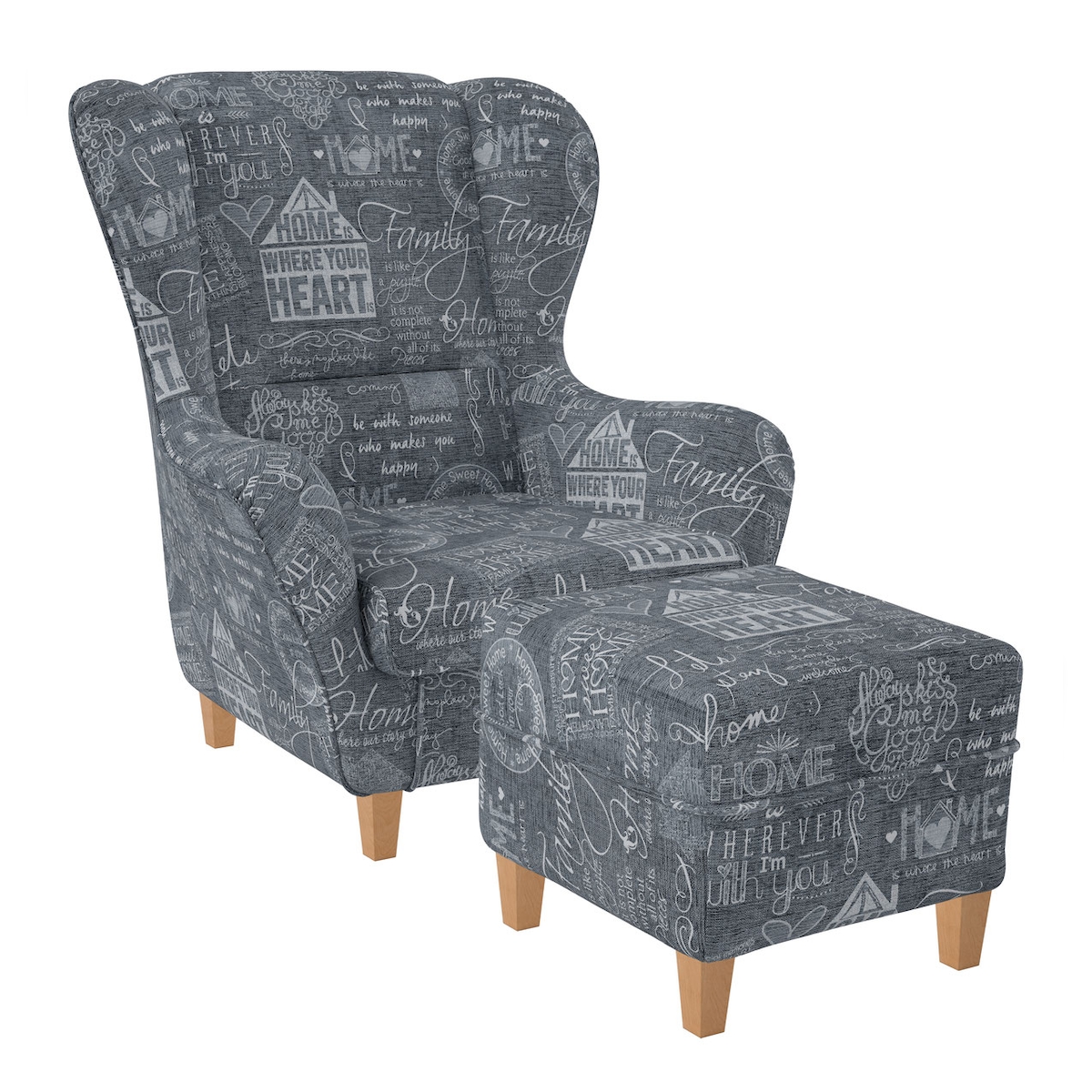 Supellex Sofia Ohrensessel mit Hocker | Design Helsinki Hellgrau Image