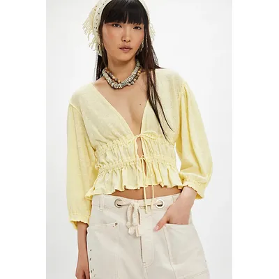 Let's Go Blouse at Free People in Summertime Lemonade, Size: XS