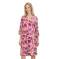 Sommerkleid CARTOON "Cartoon Sommerkleid mit Muster", Damen, Gr. 38, Normalgrößen, cream, schwarz pink, Obermaterial: 55% Leinen, 45% Viskose., modisch, lässig geschnitten kurz, U-Boot-Ausschnitt, Kleider, Material