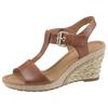 Keilsandalette GABOR "MILANO", Damen, Gr. 40, braun (cognac), Kalbsleder, unifarben, klassisch, Schuhe, Sommerschuh, Sandale, Keilabsatz, mit Bastbezug, Weite G