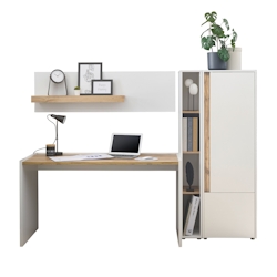 Furn.Design Büromöbel Set in weiß und Wotan Eiche mit Schreibtisch, Aktenschrank und 2 x Regal für Homeoffice Center Image