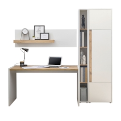 Furn.Design Büromöbel Set in weiß und Wotan Eiche mit Schreibtisch, Aktenschrank und 2 x Regal für Homeoffice Center Image