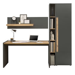Furn.Design Büromöbel Set in grau matt und Wotan Eiche mit Schreibtisch, Aktenschrank und 2 x Regal für Homeoffice Center Image