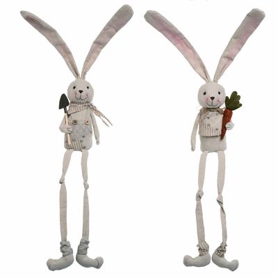 Transpac Long Ear Plush Classic Bunny Shelf Sitter Set of 2, 23.0 inch H.