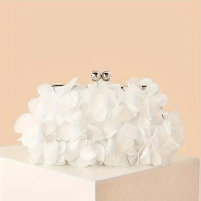 TEMU Elegant Floral Clutch Bag, Stylish Vintage Dinner Handbag With Long And Short Chains For Wedding Party Image