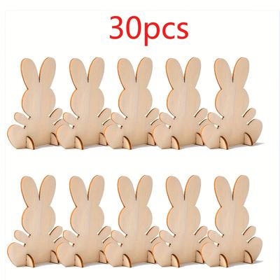 TEMU 30pcs Unfinished Wooden Easter Bunny 3d Rabbit Stand Decorations For Diy Painting, Table Centerpieces, And Easter Gifts, Rabbit Accessories Image